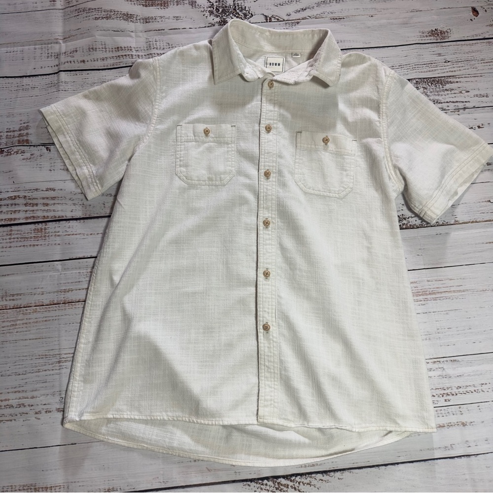 Rowm Cream Button-Down Shirt for Men